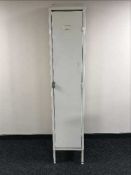 A painted metal storage locker