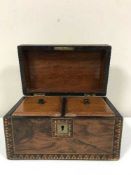 A Victorian inlaid walnut tea caddy