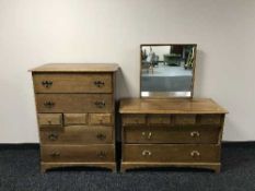 An oak Stag seven drawer chest together with matching dressing chest