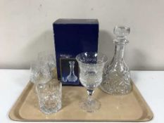A tray of French crystal decanter and glasses,