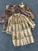 Three 3/4 length lady's fur coats