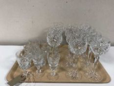 A tray of lead crystal wine glasses,