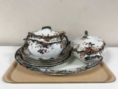 Eleven pieces of Victorian patterned dinner ware