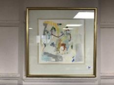 Claire Harrigan : Chinese story, colour chalks and mixed media, signed, 31 cm x 31 cm, framed.