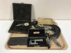 A tray of nine assorted precision calliper gauges,