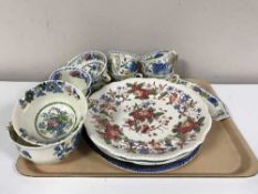 A tray of eleven pieces of Masons Plantation Colonial china, wall plates,
