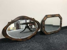 Two early twentieth century oak framed mirrors
