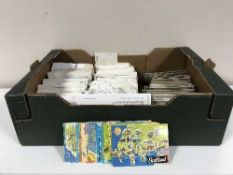 A box of assorted postcards and Spanish silks
