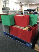 A pallet of fourteen assorted boxes of LP records and singles - Elton John, easy listening,