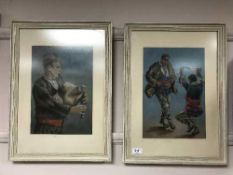 A pair of continental school watercolours - Street performers (2)