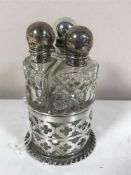 A silver three-part dressing table bottle set, Birmingham,