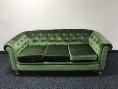 An early twentieth century buttoned dralon chesterfield style settee
