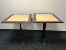Two rectangular cast iron based pub tables