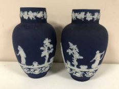 A pair of Wedgwood jasper ware vases