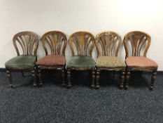 A set of five Victorian style pub chairs
