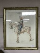 After Albrecht Durer : Soldier on horseback, colour print,