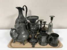 A tray of 20th century plated and pewter ware