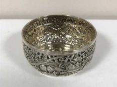 An Indian embossed silver bowl