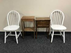 A pair of painted kitchen chairs,