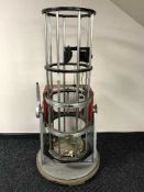 A hand built reflector telescope stand with lens