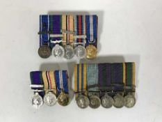 Thirteen miniature military medals with ribbons inc.