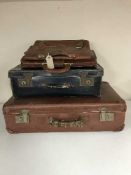 Two vintage luggage cases together with two leather briefcases