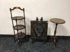 A barley twist and bergere three tier folding cake stand,