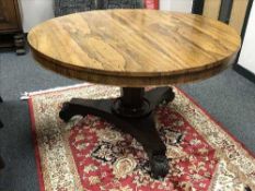 A William IV rosewood breakfast table, diameter 122 cm.