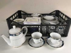A crate of Noritake Legendary tea service, Masons willow jug, Ringtons teapot,