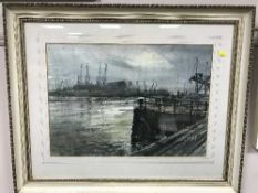 Albert Henry Herbert (1914-1982), Port of Tyne, watercolour with pen and ink,