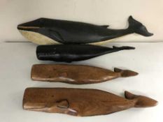 Four wooden wall plaques