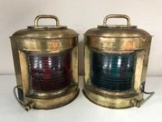 A brass ships lamp and another similar (2)