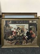 Four framed continental oils on canvas - Sailing boats at sea initialed VG,