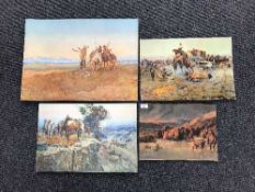 Fifteen un-framed Charles Marion Russell prints depicting Native Americans, Cow boys,