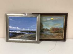 Bill Bewick : Beadnell, Northumberland, oil on canvas,