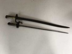 A French Chassepot bayonet dated 1870 and another French bayonet (2)