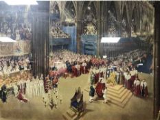 A gilt framed Terrence Cuneo Coronation of Queen Elizabeth II signed print