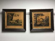 A set of eight framed colour plates depicting hunting scenes after Jukes