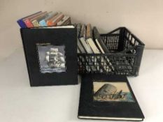 A crate of LP box sets - roaring 20's, Glen Miller, shaped collector's play library set,