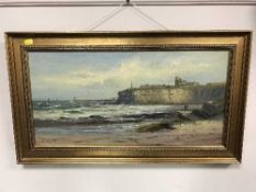 J. D. Liddell : Tynemouth Priory, oil on canvas, 60 cm x 30 cm, signed, framed.