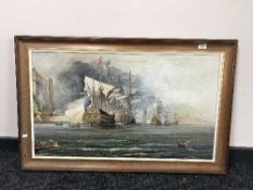 A pine framed oil on board by D.