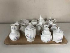 Sixteen pieces of Aynsley little sweetheart bone china including lidded pots, miniature vases,