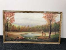 A gilt framed framed oil on board by D.