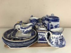 A tray of 20th century blue and white china - Burleigh ware, Spode,