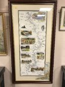 The Fisherman's Map of the North Tyne River, by W N Bewick, colour print,