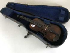 A small violin, stamped to Hopf reverse and interior,