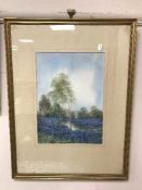 20th century school : Lavender meadow, watercolour,