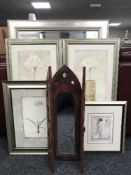 A silvered framed contemporary mirror,