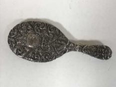 A Victorian silver hand mirror