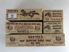 Five boxed Herter's animal calls inc.